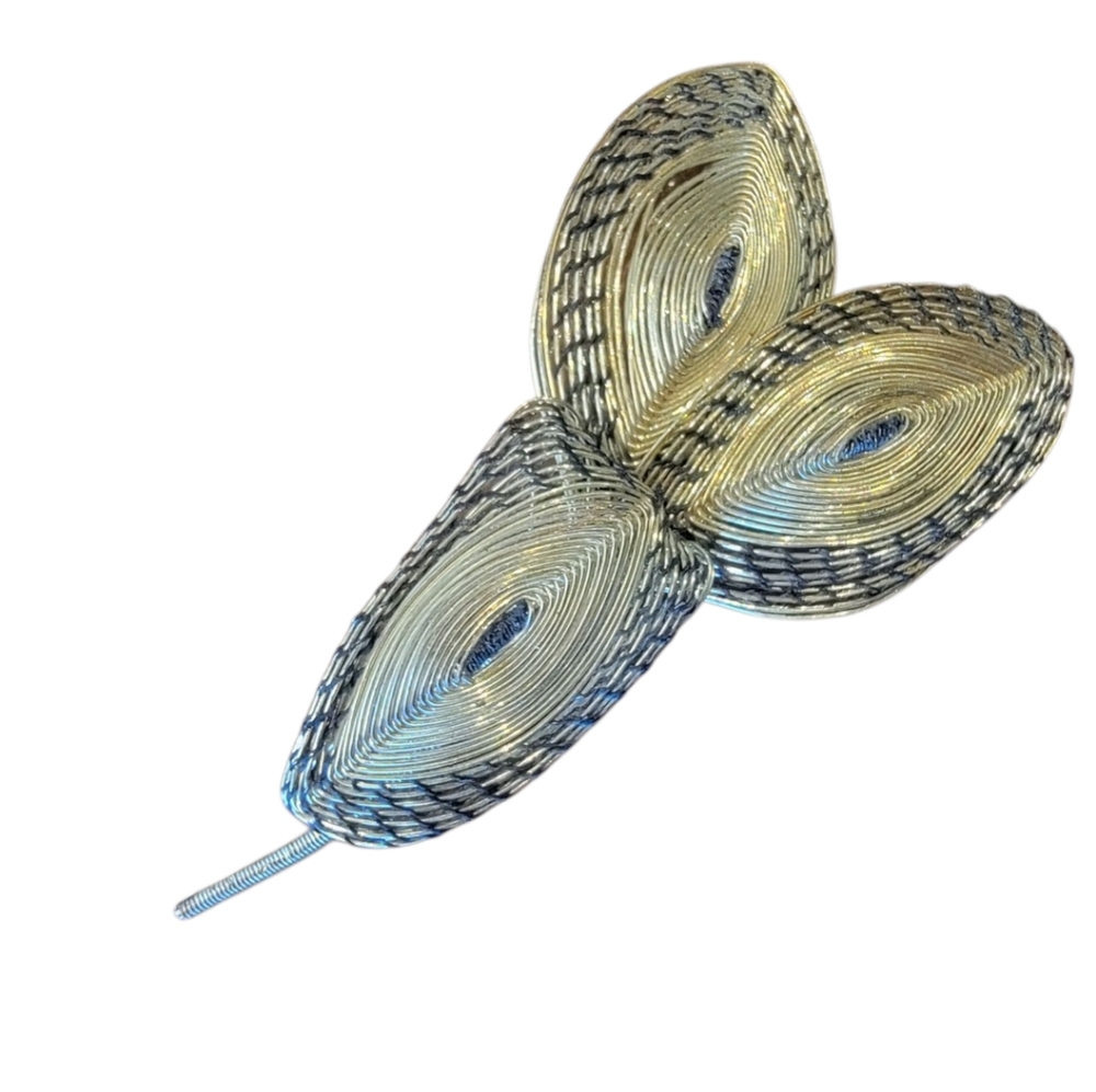 Vintage 1950s Spun Wire Leaf‎ Leaves Brooch Art Deco MCM
